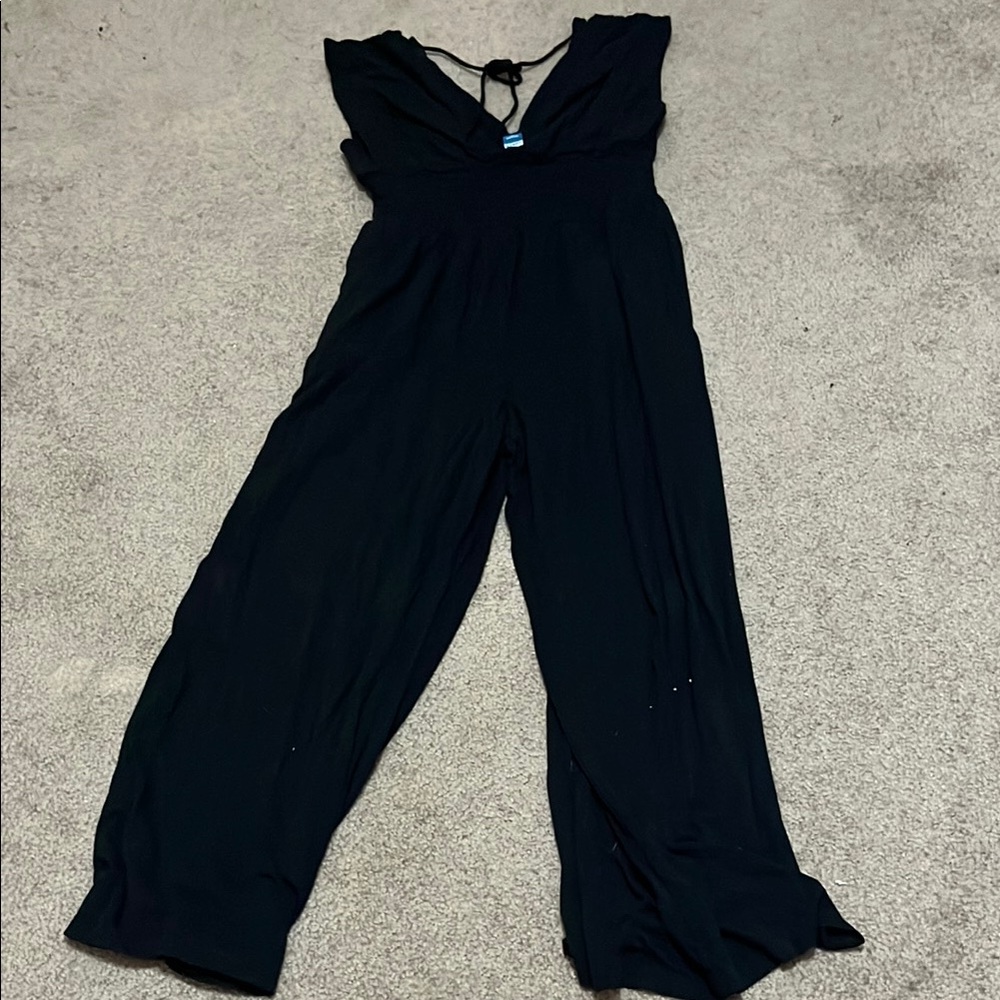 Old Navy Black Wide-Leg Jumpsuit with Ruffled Sleeves